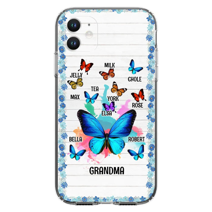 Custom Personalized Butterfly Grandma iPhone/ Samsung Phone Case - Up to 10 Kid's Name - Mother's Day Gift Idea For Grandma