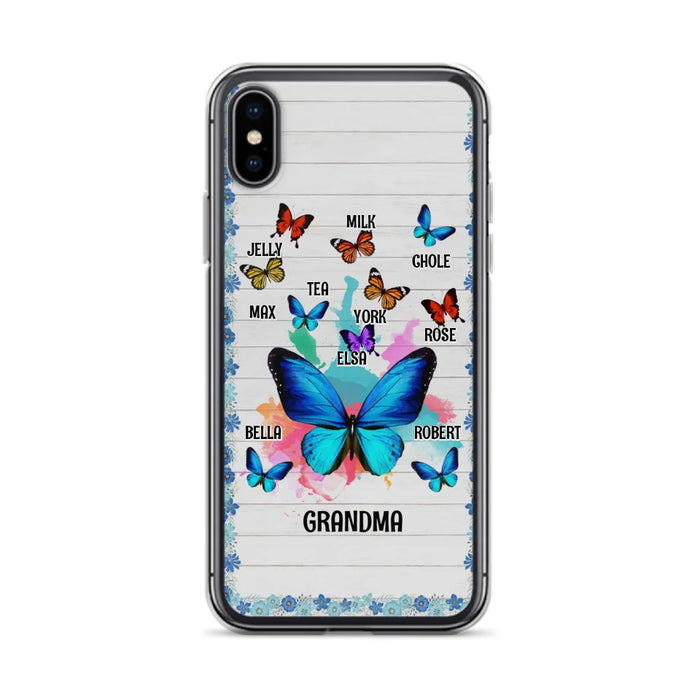 Custom Personalized Butterfly Grandma iPhone/ Samsung Phone Case - Up to 10 Kid's Name - Mother's Day Gift Idea For Grandma