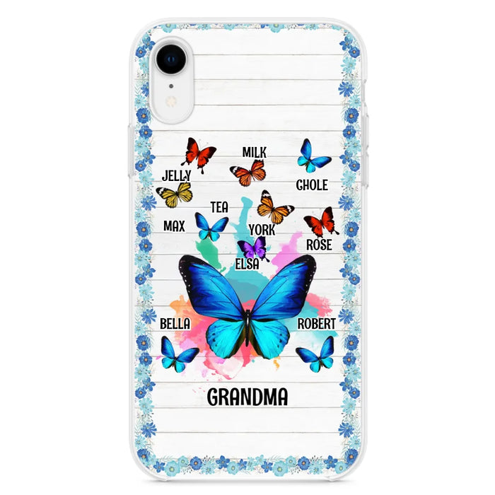 Custom Personalized Butterfly Grandma iPhone/ Samsung Phone Case - Up to 10 Kid's Name - Mother's Day Gift Idea For Grandma