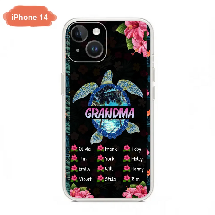 Custom Personalized Turtle Grandma iPhone/ Samsung Phone Case - Up to 12 Kid's Name - Mother's Day Gift Idea For Grandma