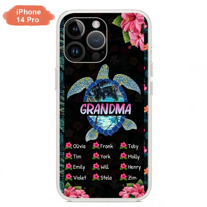 Custom Personalized Turtle Grandma iPhone/ Samsung Phone Case - Up to 12 Kid's Name - Mother's Day Gift Idea For Grandma