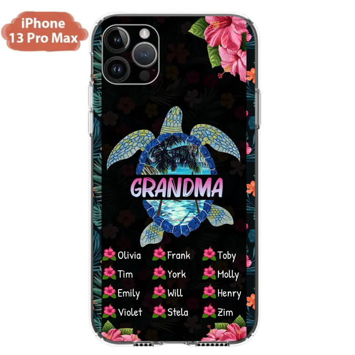 Custom Personalized Turtle Grandma iPhone/ Samsung Phone Case - Up to 12 Kid's Name - Mother's Day Gift Idea For Grandma