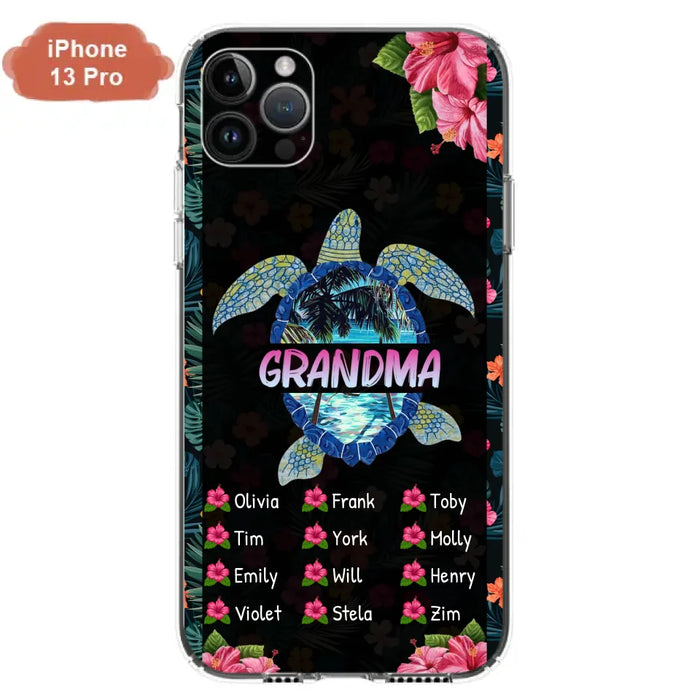 Custom Personalized Turtle Grandma iPhone/ Samsung Phone Case - Up to 12 Kid's Name - Mother's Day Gift Idea For Grandma