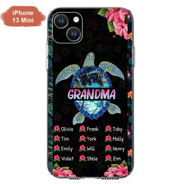 Custom Personalized Turtle Grandma iPhone/ Samsung Phone Case - Up to 12 Kid's Name - Mother's Day Gift Idea For Grandma