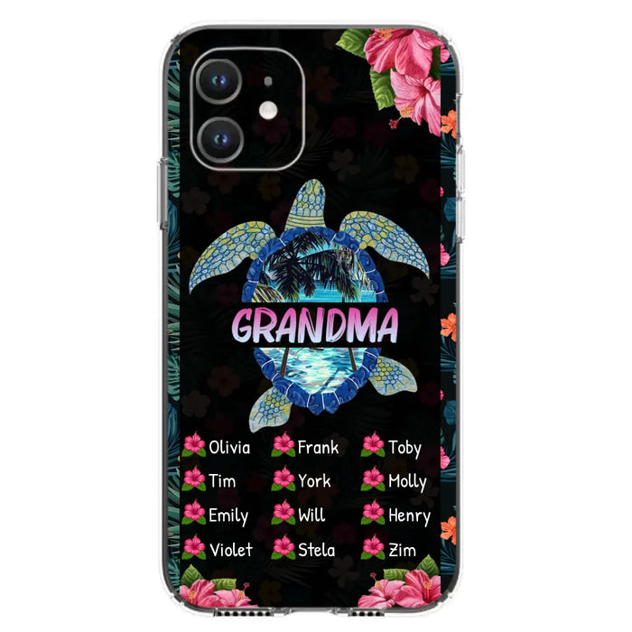 Custom Personalized Turtle Grandma iPhone/ Samsung Phone Case - Up to 12 Kid's Name - Mother's Day Gift Idea For Grandma