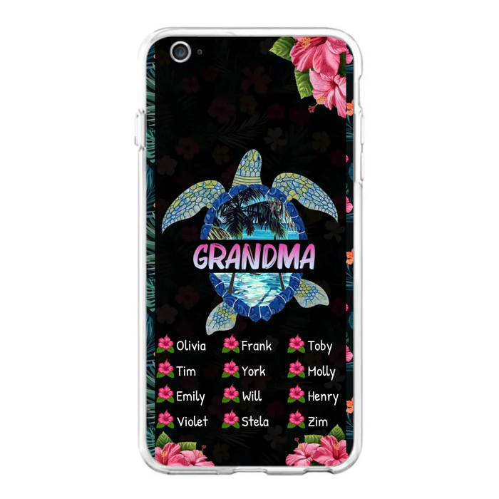 Custom Personalized Turtle Grandma iPhone/ Samsung Phone Case - Up to 12 Kid's Name - Mother's Day Gift Idea For Grandma