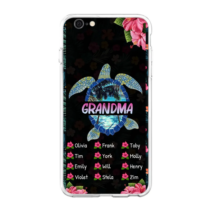 Custom Personalized Turtle Grandma iPhone/ Samsung Phone Case - Up to 12 Kid's Name - Mother's Day Gift Idea For Grandma