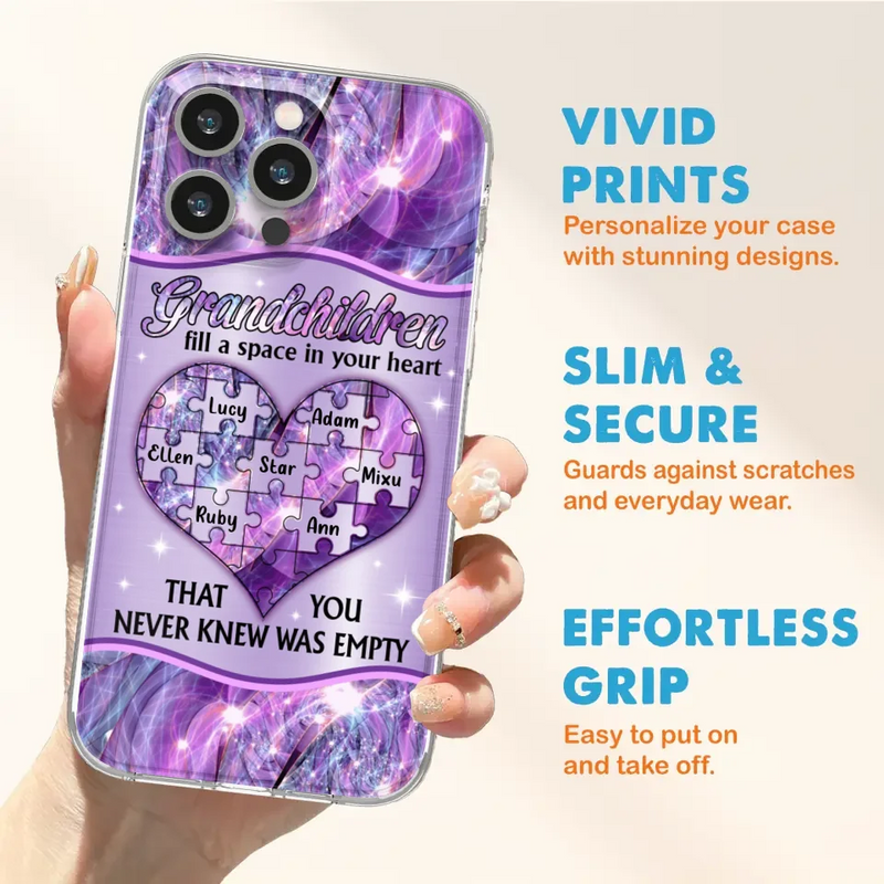 Custom Personalized Grandchildren Phone Case - Upto 7 Kids - Mother's Day Gift Idea For Grandma - Grandchildren Fill A Space In Your Heart That You Never Knew Was Empty - Case For iPhone And Samsung