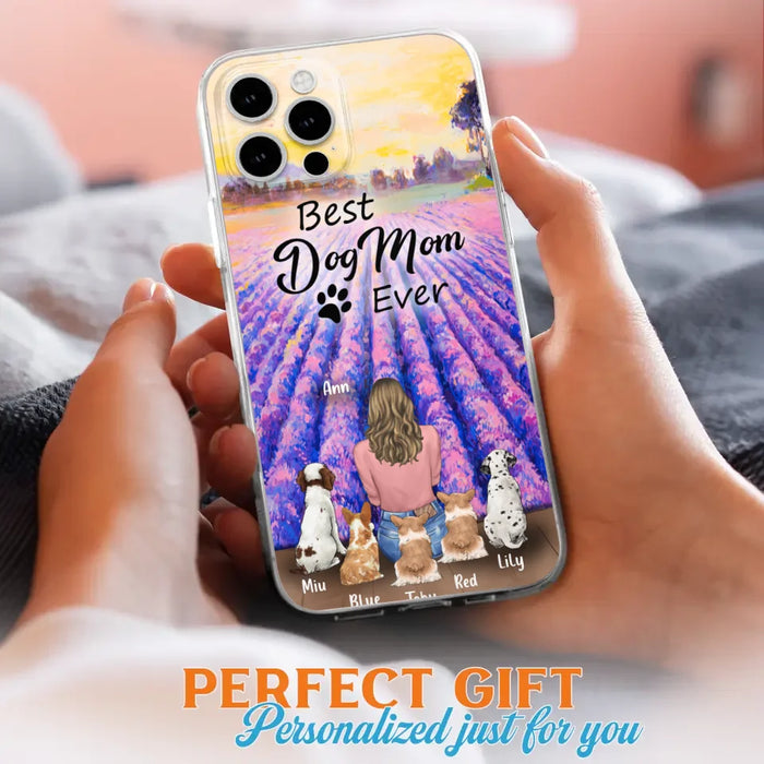 Custom Personalized Dog Mom With Flowers Background Phone Case - Gifts For Dog Lovers With 5 Dogs - You Had Me At Woof - Case For iPhone and Samsung - L4E2ZU