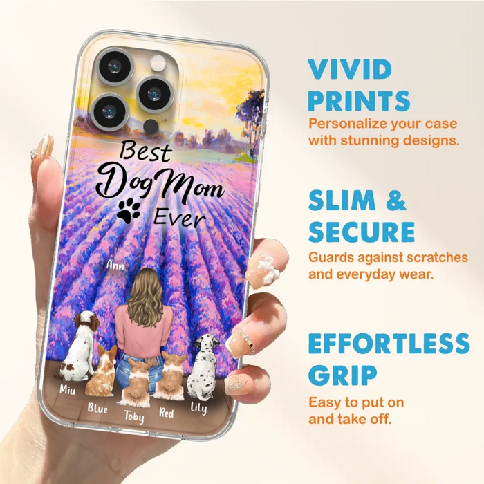 Custom Personalized Dog Mom With Flowers Background Phone Case - Gifts For Dog Lovers With 5 Dogs - You Had Me At Woof - Case For iPhone and Samsung - L4E2ZU