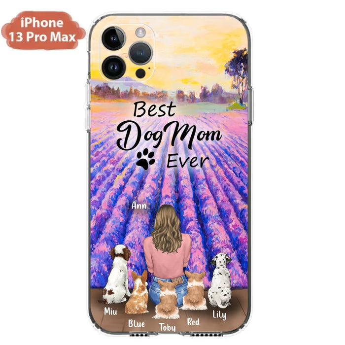 Custom Personalized Dog Mom With Flowers Background Phone Case - Gifts For Dog Lovers With 5 Dogs - You Had Me At Woof - Case For iPhone and Samsung - L4E2ZU