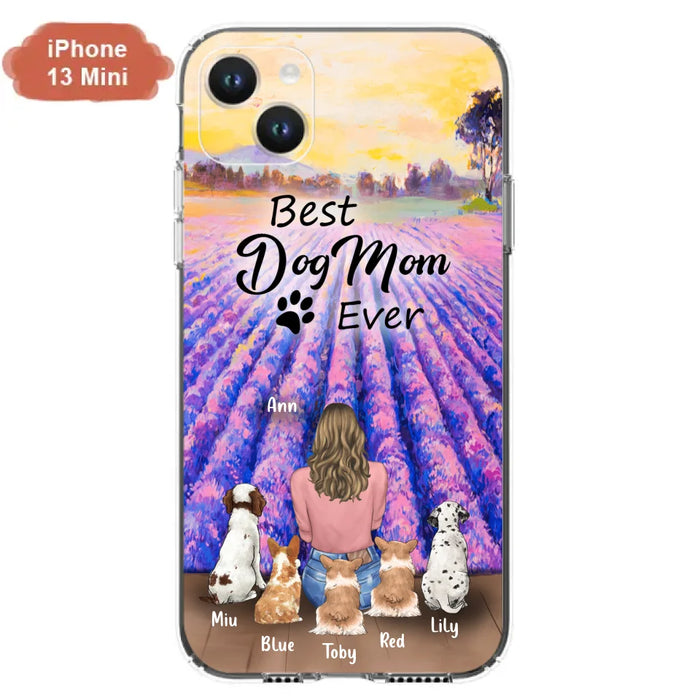 Custom Personalized Dog Mom With Flowers Background Phone Case - Gifts For Dog Lovers With 5 Dogs - You Had Me At Woof - Case For iPhone and Samsung - L4E2ZU