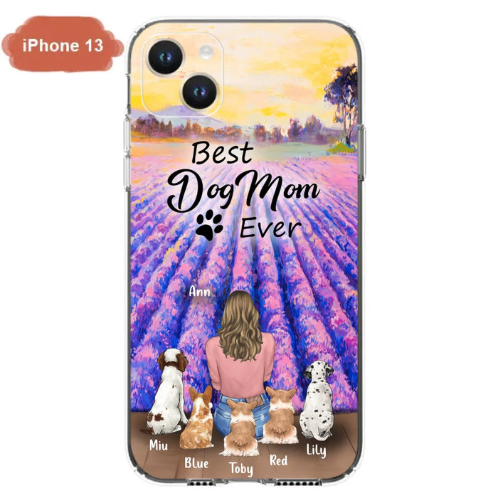 Custom Personalized Dog Mom With Flowers Background Phone Case - Gifts For Dog Lovers With 5 Dogs - You Had Me At Woof - Case For iPhone and Samsung - L4E2ZU