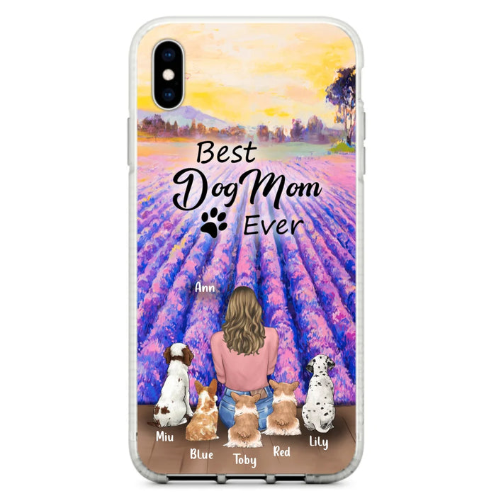 Custom Personalized Dog Mom With Flowers Background Phone Case - Gifts For Dog Lovers With 5 Dogs - You Had Me At Woof - Case For iPhone and Samsung - L4E2ZU