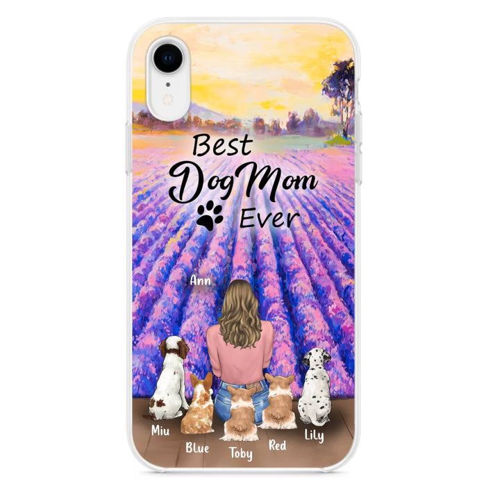 Custom Personalized Dog Mom With Flowers Background Phone Case - Gifts For Dog Lovers With 5 Dogs - You Had Me At Woof - Case For iPhone and Samsung - L4E2ZU