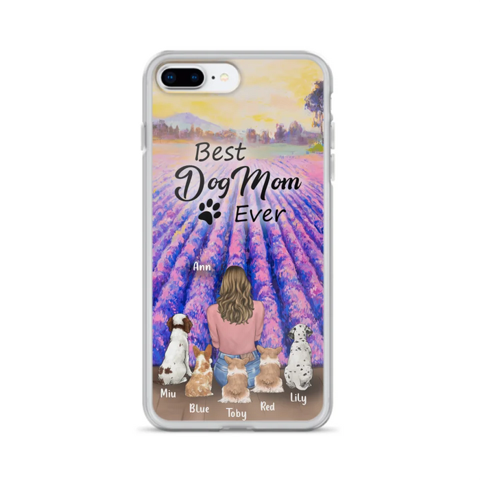 Custom Personalized Dog Mom With Flowers Background Phone Case - Gifts For Dog Lovers With 5 Dogs - You Had Me At Woof - Case For iPhone and Samsung - L4E2ZU