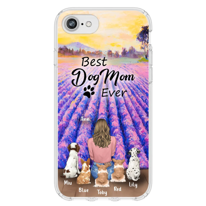 Custom Personalized Dog Mom With Flowers Background Phone Case - Gifts For Dog Lovers With 5 Dogs - You Had Me At Woof - Case For iPhone and Samsung - L4E2ZU