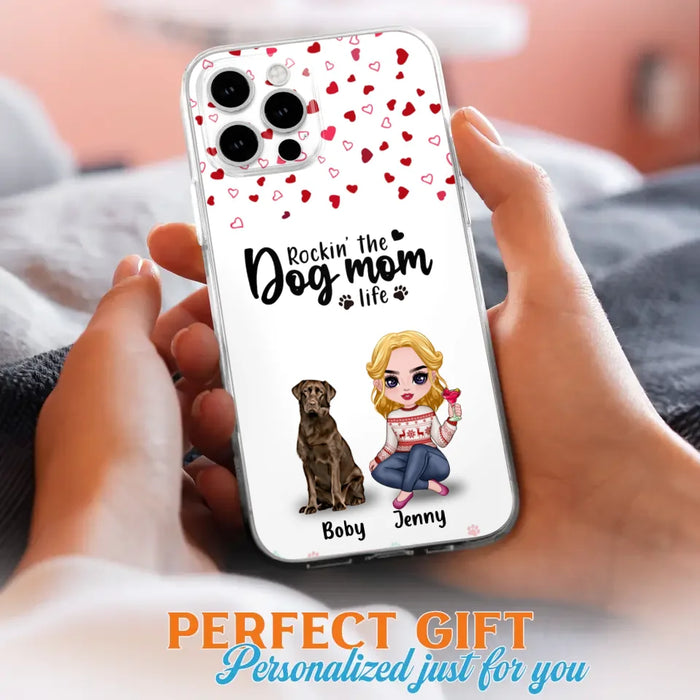 Custom Personalized Dog Mom Front Phone Case - Upto 5 Dogs - Gift Idea For Dog Lover - Rockin' The Dog Mom Life - Case For iPhone And Samsung