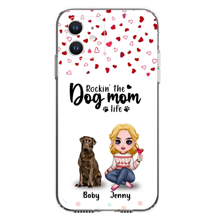 Custom Personalized Dog Mom Front Phone Case - Upto 5 Dogs - Gift Idea For Dog Lover - Rockin' The Dog Mom Life - Case For iPhone And Samsung