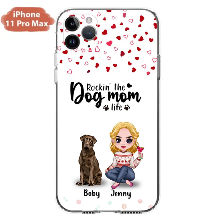 Custom Personalized Dog Mom Front Phone Case - Upto 5 Dogs - Gift Idea For Dog Lover - Rockin' The Dog Mom Life - Case For iPhone And Samsung