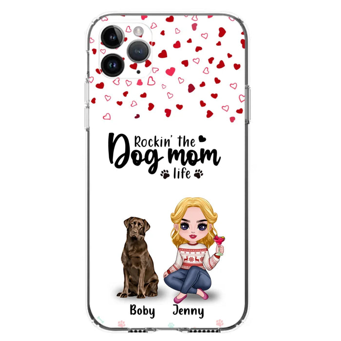 Custom Personalized Dog Mom Front Phone Case - Upto 5 Dogs - Gift Idea For Dog Lover - Rockin' The Dog Mom Life - Case For iPhone And Samsung