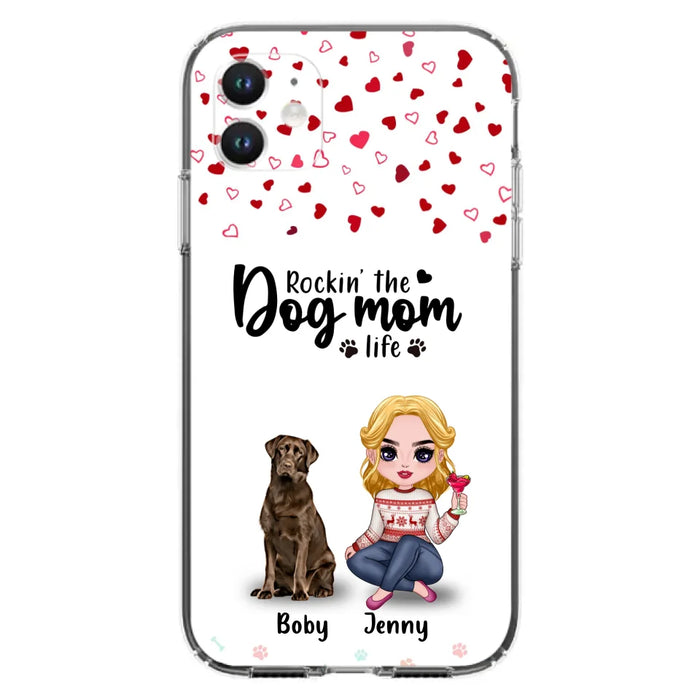 Custom Personalized Dog Mom Front Phone Case - Upto 5 Dogs - Gift Idea For Dog Lover - Rockin' The Dog Mom Life - Case For iPhone And Samsung