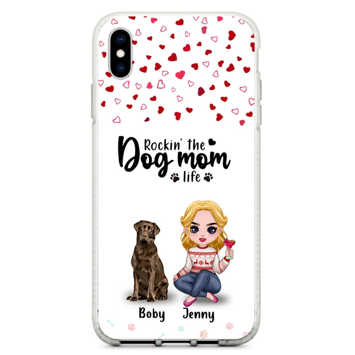 Custom Personalized Dog Mom Front Phone Case - Upto 5 Dogs - Gift Idea For Dog Lover - Rockin' The Dog Mom Life - Case For iPhone And Samsung