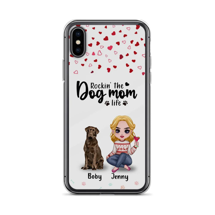 Custom Personalized Dog Mom Front Phone Case - Upto 5 Dogs - Gift Idea For Dog Lover - Rockin' The Dog Mom Life - Case For iPhone And Samsung