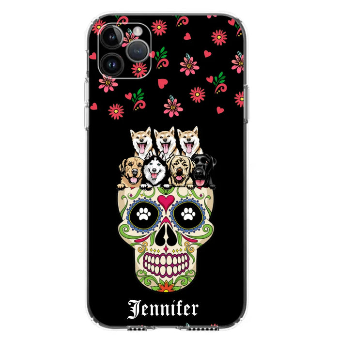 Custom Personalized Sugar Skull Pets Phone Case - Gift for Dog/Cat Lovers - Up to 7 Pets