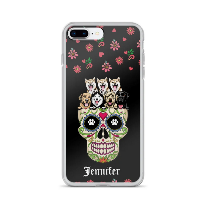 Custom Personalized Sugar Skull Pets Phone Case - Gift for Dog/Cat Lovers - Up to 7 Pets