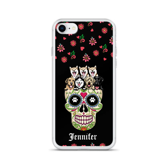 Custom Personalized Sugar Skull Pets Phone Case - Gift for Dog/Cat Lovers - Up to 7 Pets