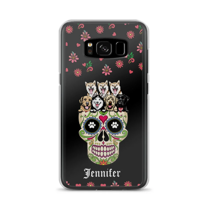 Custom Personalized Sugar Skull Pets Phone Case - Gift for Dog/Cat Lovers - Up to 7 Pets