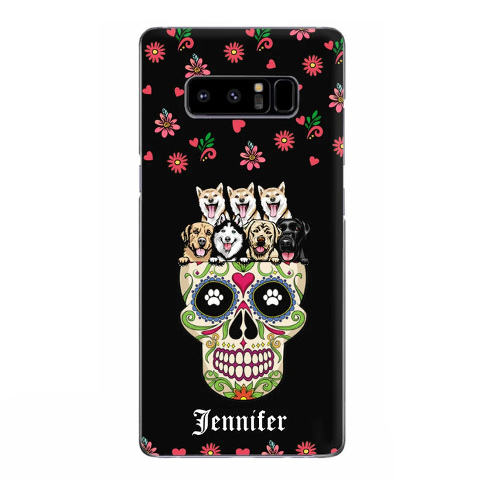 Custom Personalized Sugar Skull Pets Phone Case - Gift for Dog/Cat Lovers - Up to 7 Pets