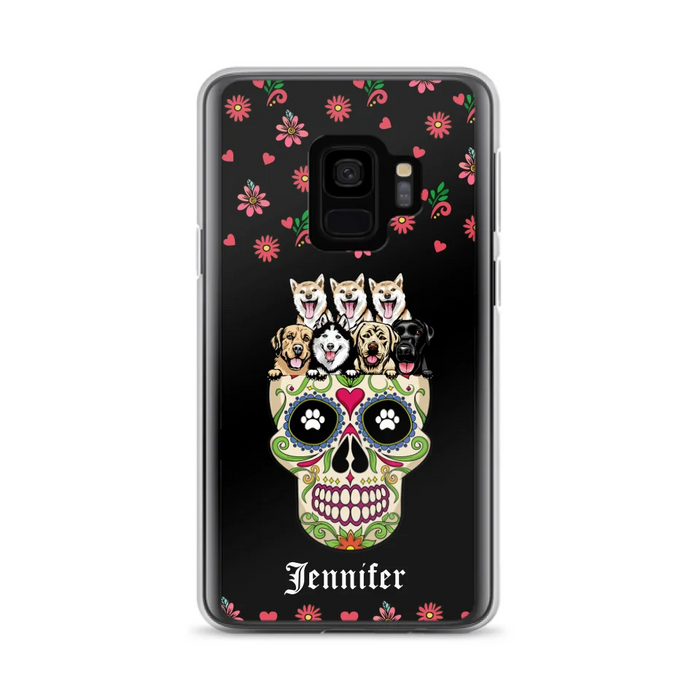 Custom Personalized Sugar Skull Pets Phone Case - Gift for Dog/Cat Lovers - Up to 7 Pets