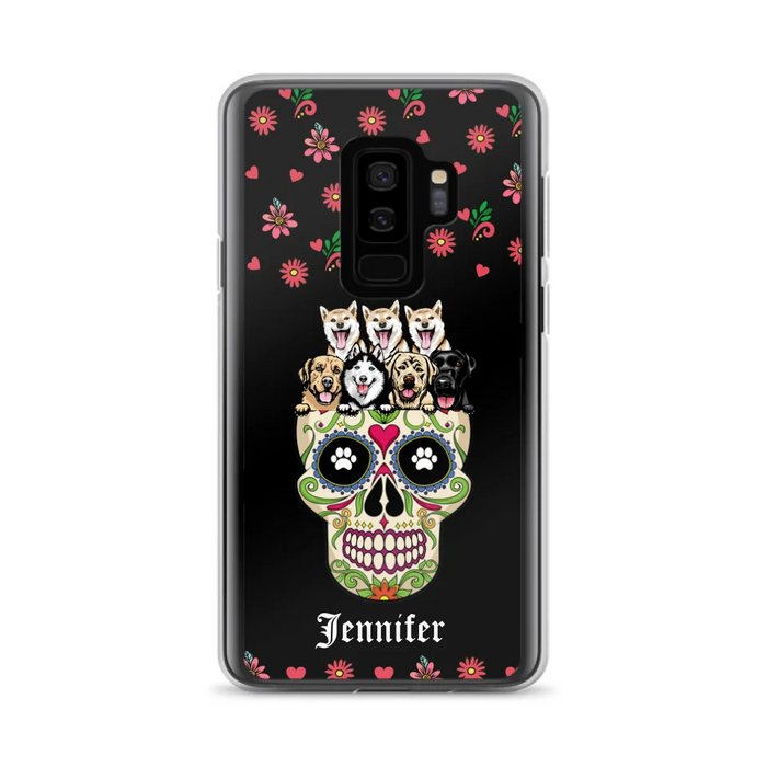 Custom Personalized Sugar Skull Pets Phone Case - Gift for Dog/Cat Lovers - Up to 7 Pets