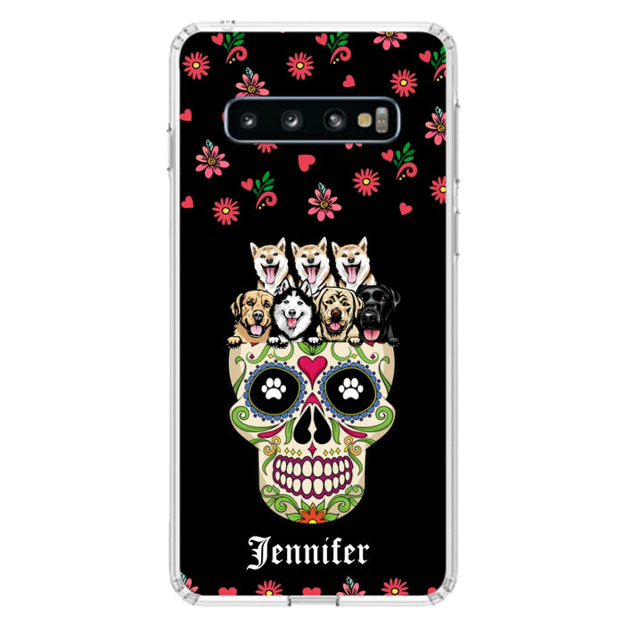 Custom Personalized Sugar Skull Pets Phone Case - Gift for Dog/Cat Lovers - Up to 7 Pets