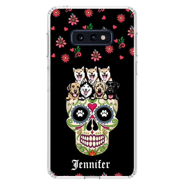 Custom Personalized Sugar Skull Pets Phone Case - Gift for Dog/Cat Lovers - Up to 7 Pets