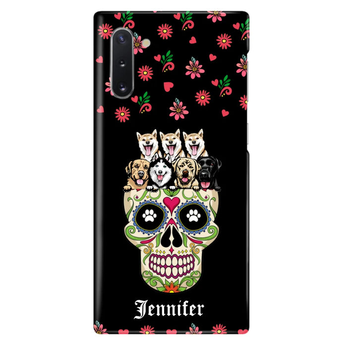 Custom Personalized Sugar Skull Pets Phone Case - Gift for Dog/Cat Lovers - Up to 7 Pets