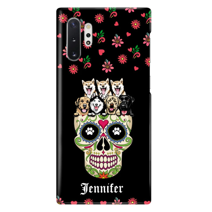 Custom Personalized Sugar Skull Pets Phone Case - Gift for Dog/Cat Lovers - Up to 7 Pets