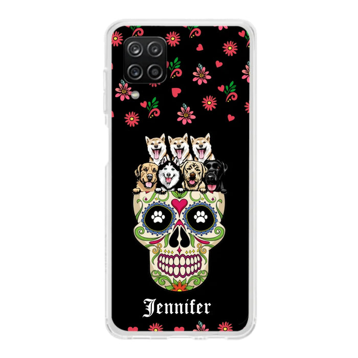 Custom Personalized Sugar Skull Pets Phone Case - Gift for Dog/Cat Lovers - Up to 7 Pets