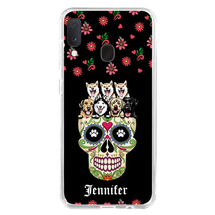 Custom Personalized Sugar Skull Pets Phone Case - Gift for Dog/Cat Lovers - Up to 7 Pets