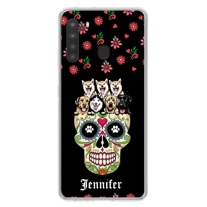 Custom Personalized Sugar Skull Pets Phone Case - Gift for Dog/Cat Lovers - Up to 7 Pets