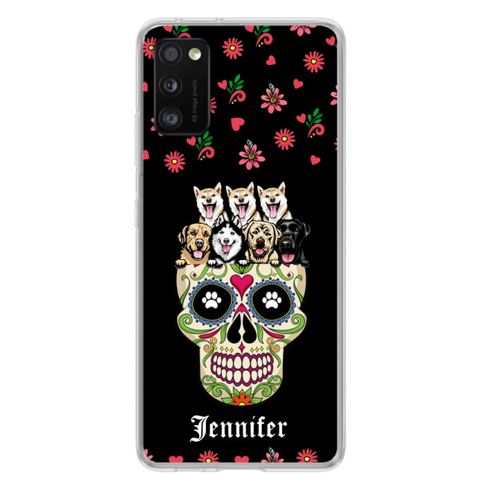 Custom Personalized Sugar Skull Pets Phone Case - Gift for Dog/Cat Lovers - Up to 7 Pets