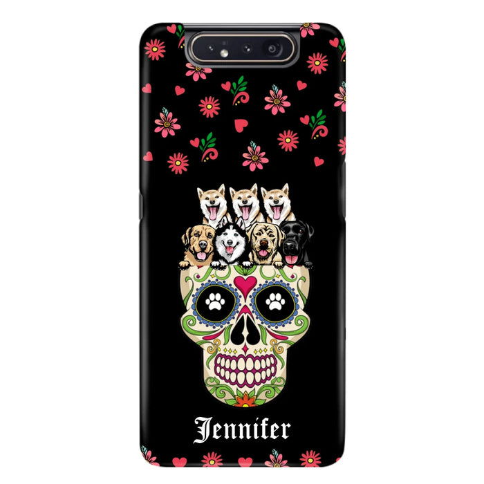 Custom Personalized Sugar Skull Pets Phone Case - Gift for Dog/Cat Lovers - Up to 7 Pets