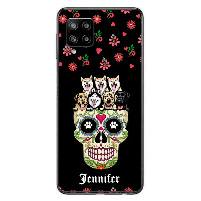 Custom Personalized Sugar Skull Pets Phone Case - Gift for Dog/Cat Lovers - Up to 7 Pets