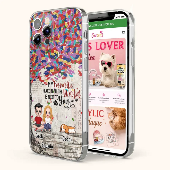 Custom Personalized Couple And Dogs Phone Case - Up to 3 Dogs - Best Gift For Dog Lovers - You And Me & The Dogs - Case For iPhone/Samsung