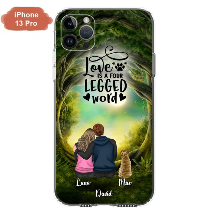 Custom Personalized Couple And Dogs Phone Case - Couple With Upto 5 Dogs - Gift Idea For Couple/Dog Lover - Case For iPhone And Samsung