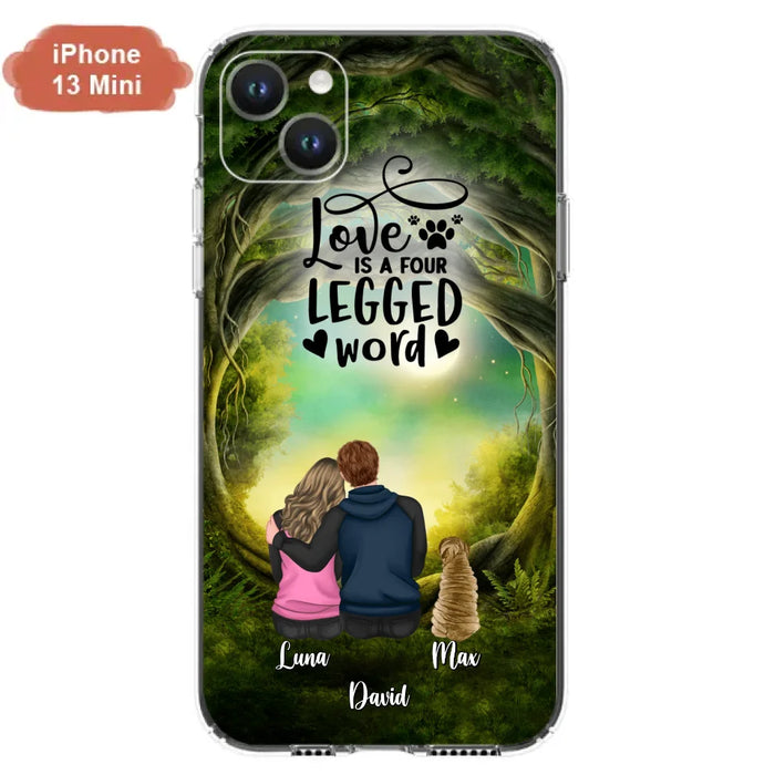 Custom Personalized Couple And Dogs Phone Case - Couple With Upto 5 Dogs - Gift Idea For Couple/Dog Lover - Case For iPhone And Samsung