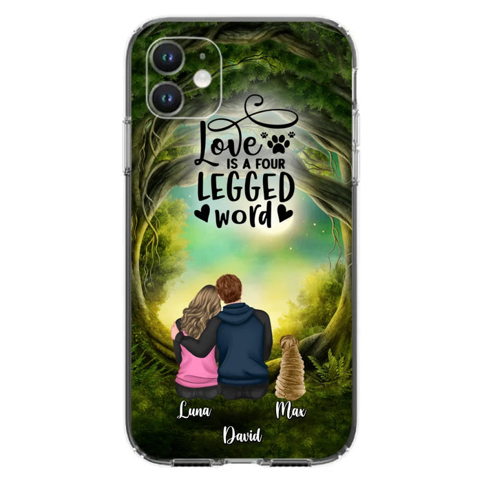 Custom Personalized Couple And Dogs Phone Case - Couple With Upto 5 Dogs - Gift Idea For Couple/Dog Lover - Case For iPhone And Samsung