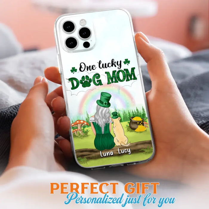 Custom Personalized Dog Mom Phone Case - Upto 4 Dogs - St. Patrick's Day Gift Idea For Dog Lover - Case For iPhone/Samsung